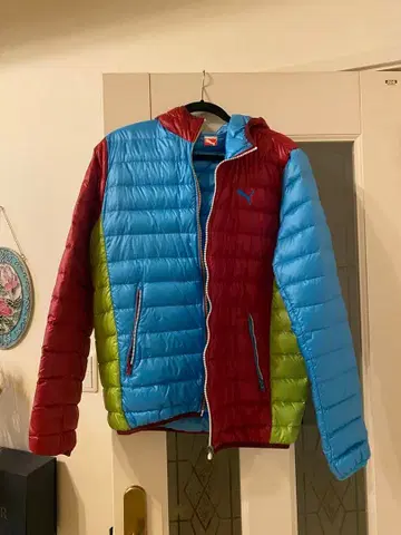 PUMA 컬러풀 후드 부착 다운 자켓 L