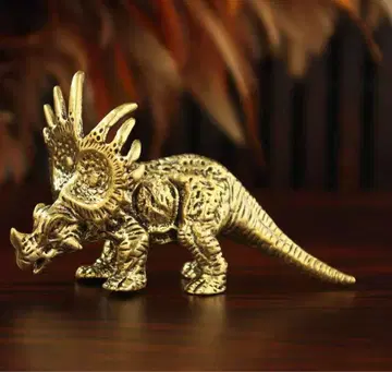 트리케라톱스 입상 공룡 피규어 골드 인테리어 놋쇠