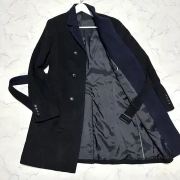 새상품급 정장 셀렉트 옷깃 절개 체스터 코트 블랙 벨트 포함 사이즈 L