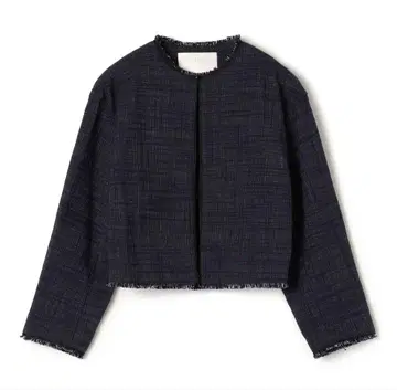 새상품급 투모로우랜드 롱 슬라브 트위드 크루넥 자켓