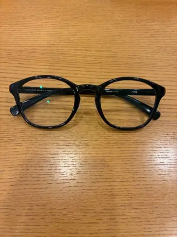 JINS 블랙 프레임 안경 케이스 포함