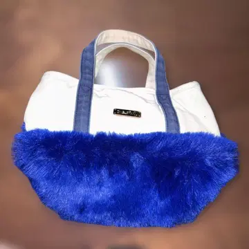 X-GIRL 엑스걸 캔버스 x 블루 퍼 토트백 파랑