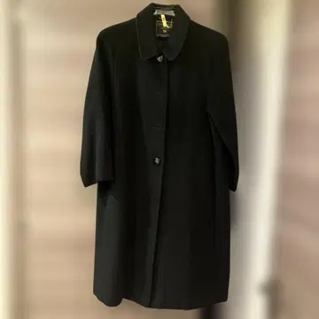 블랙, 울 100% 가로 실 캐시미어 코트