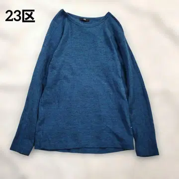 새상품급 23구 빅 사이즈 긴팔 니트 크루넥 풀오버 면 파랑