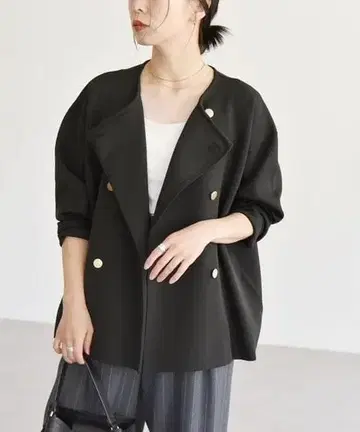 quaranciel 블랙 노카라 자켓