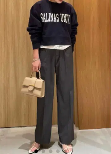 미라 오웬 턱 스트레이트 팬츠 슬랙스 그레이 사이즈 0