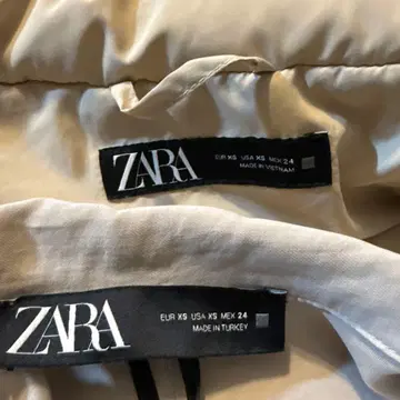 ZARA 베이지 다운 베스트 XS와 셔츠 세트