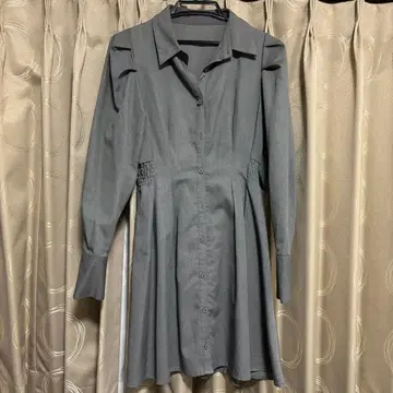 그레이 긴팔 버튼업 원피스