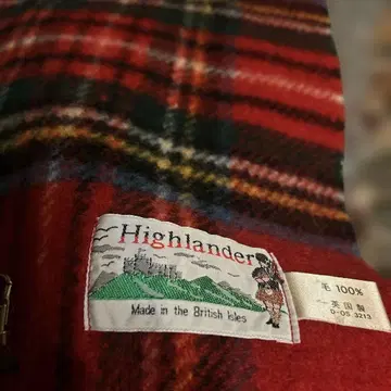 Highlander 울 100% 타탄 체크 머플러