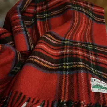 Highlander 울 100% 타탄 체크 무릎 담요 영국제