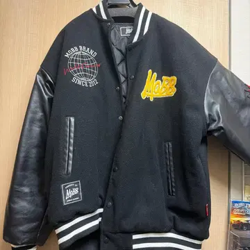 MOBB BRAND 바시티 자켓 블랙 가죽