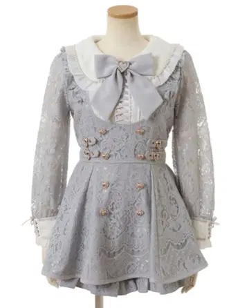 사이드 하트 버클 레이스 셋업 블루