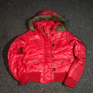 Y2K 퍼 포함 다운 자켓 헤이세이 갸루 남자 광택 짧은 기장 opium