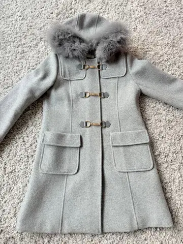 그레이 더플 코트 퍼 포함 겨울 아스트리아 오딜