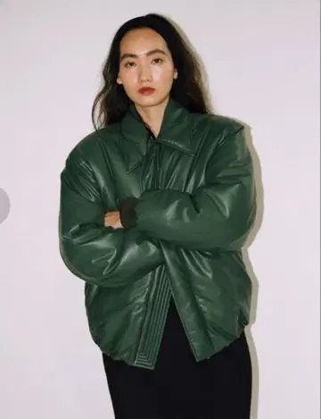 [ null. ] PUFFY 에코 가죽 블루종