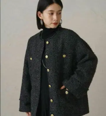 Loungedress 라운지 드레스 트위드 자켓 코트 블랙