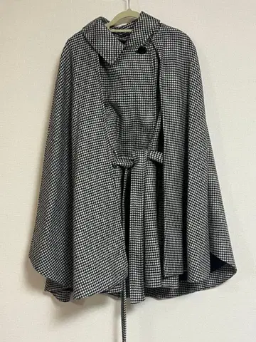 체크 무늬 케이프 코트 lily brown