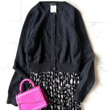 새상품급 스터링 루어 캐시미어 혼방 울 크롭 가디건 그레이