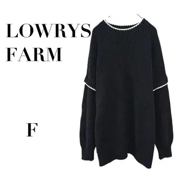 로리즈팜 배색 스티치 긴팔 니트 블랙 프리 루즈핏 캐주얼