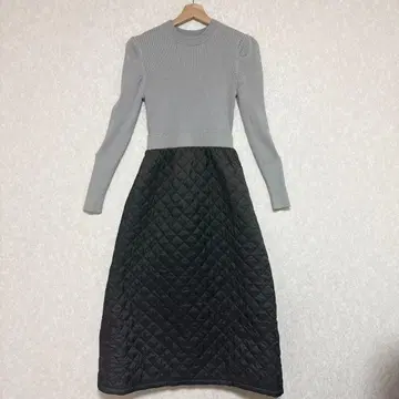 beaute de opaque 그레이 블랙 퀼팅 니트 원피스