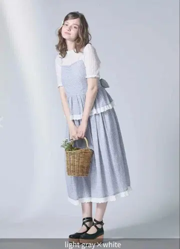 핀트 깅엄 체크 티어드 원피스