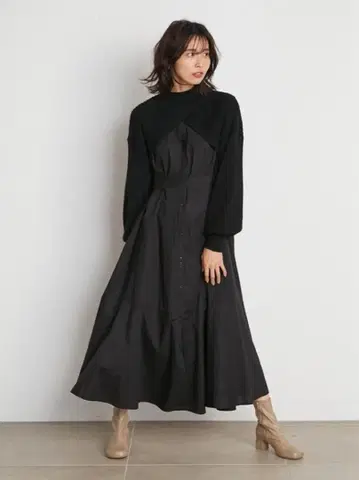 SNIDEL 숏 니트 레이어드 원피스