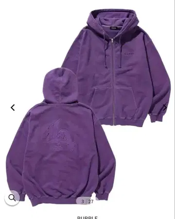 XLARGE 퍼플 풀 집업 후드티 M