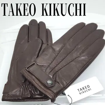 택 포함 스티치 벨트 양가죽 장갑 브라운 TAKEO KIKUCHI