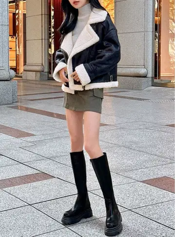 GRL 가죽 통굽 롱 부츠 [zr1060]