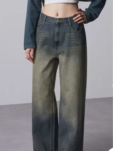 [ nui nullu ] 하이웨스트 빈티지 와이드 데님 블루 계열