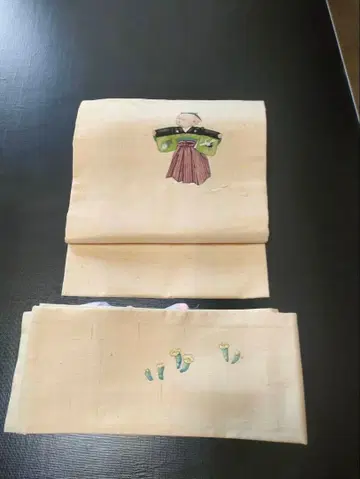 잘린 허리띠 와라베 패턴 염색 오비