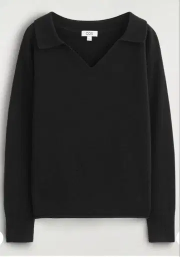 COS 메리노울 폴로 스웨터 블랙