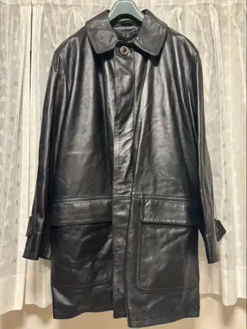 이탈리아제 가죽 코트 블랙