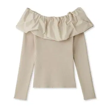 트위스트 컬러 콤비 오프숄더 니트 FRAY I.D