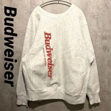 레어 Budweiser 로고 프린트 맨투맨 그레이 리버스형 90s