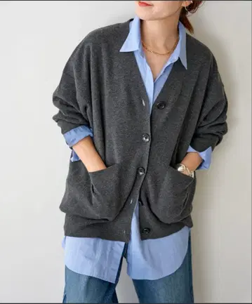 스픽&스팬 더블 자카드 가디건 그레이