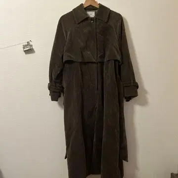 코듀로이 롱 코트 브라운