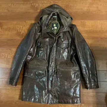 80's 골든 베어 M51 type 가죽 코트 백드롭 별주 42