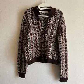 이탈리아제 니트 가디건 스트라이프 패턴 구제 의류 빈티지