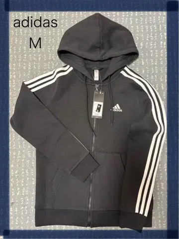 [ 미사용 새상품 ] adidas 블랙 집업 후드티 M