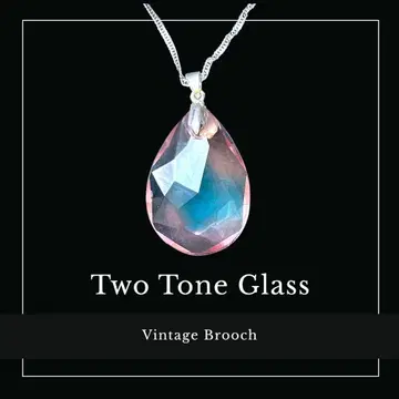 투톤 유리 기블레 유리 드롭컷 아쿠아 블루&핑크 목걸이