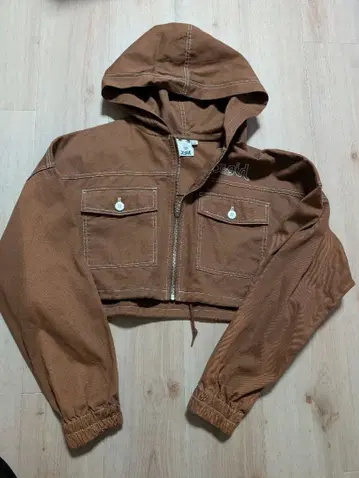 즉시 발송 X-girl 브라운 크롭 후디