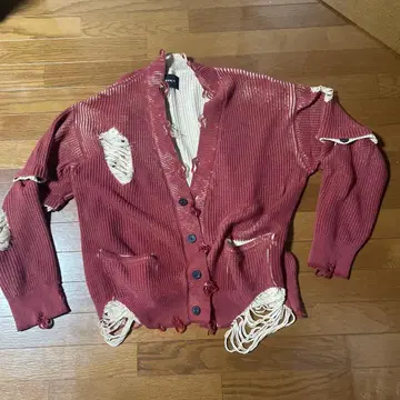 데미지 가공 빨간색 가디건 grancy m 사이즈