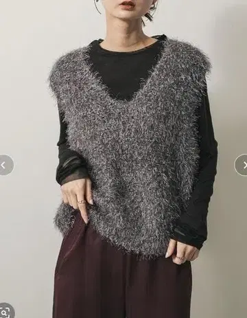 그레이 V넥 니트 베스트 프리 사이즈