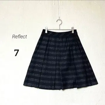 [Reflect] 고품질 울 혼방 보더 무늬 턱 플레어 스커트 일본제