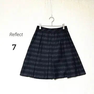 [Reflect] 고품질 울 혼방 보더 무늬 턱 플레어 스커트 일본제