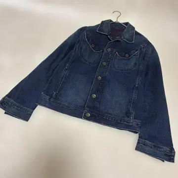 빈티지 데님 자켓 G 다크 네이비 롱 슬리브 구제 의류 빅