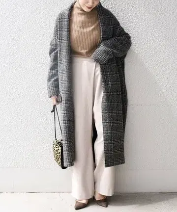 SHIPS 쉽스 에어리 체크 롱 가운 그레이 겉옷 가을/겨울