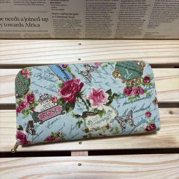 핸드메이드 장지갑 [ 유럽 ] 빈티지 콜라주 [ 장미 영문 ] G