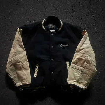 Guess 80s 바시티 자켓 가죽 암 vintage 구제 의류